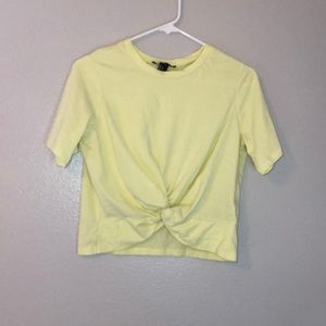 Yellow shirt with tie in front from forever 21